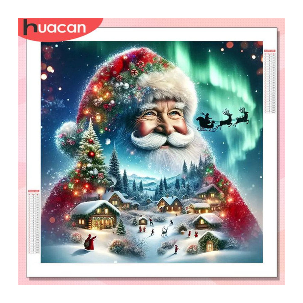 HUACAN 5D DIY Diamantmalerei Weihnachten Landschaft mit Weihnachtsmann, Mehrfarbiges Diamant Mosaik Set, Querformat, Rahmenlos - Bild 1