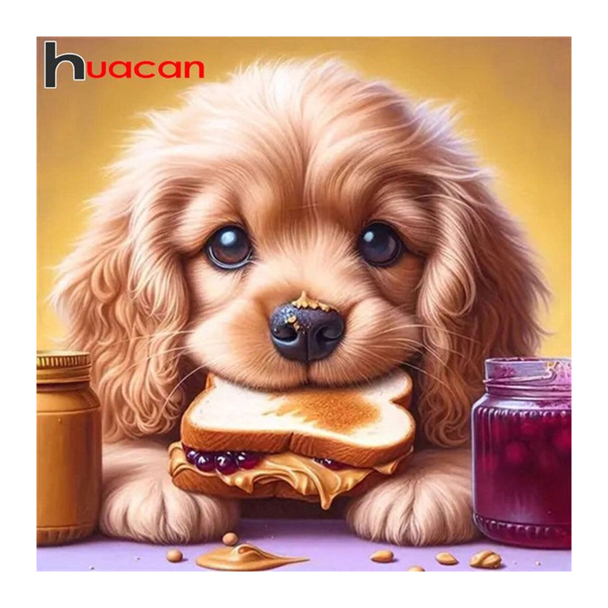 Huacan 5D Hund Diamant Malerei Set mit mehrfarbigen Strasssteinen zur Wanddekoration - Bild 1