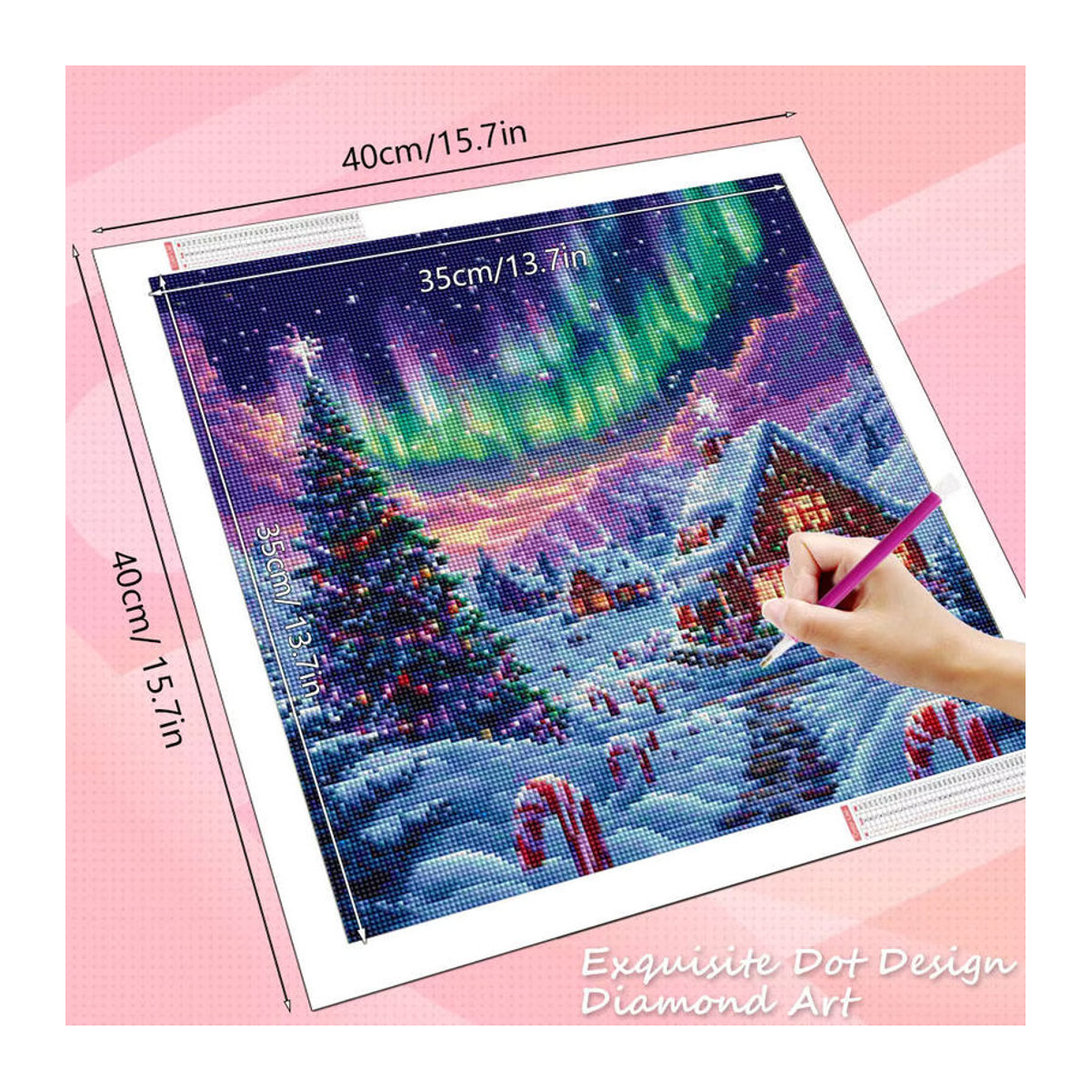 HUACAN Aurora Diamantmalerei Set mit Weihnachtsbaum Motiv als mehrfarbige Mosaik-Wanddekoration - Bild 2