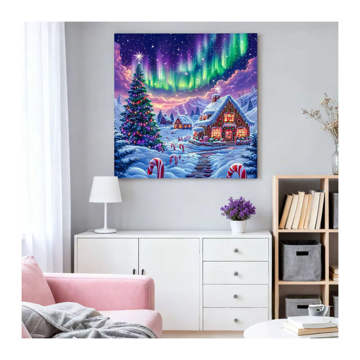 HUACAN Aurora Diamantmalerei Set mit Weihnachtsbaum Motiv als mehrfarbige Mosaik-Wanddekoration - Bild 3