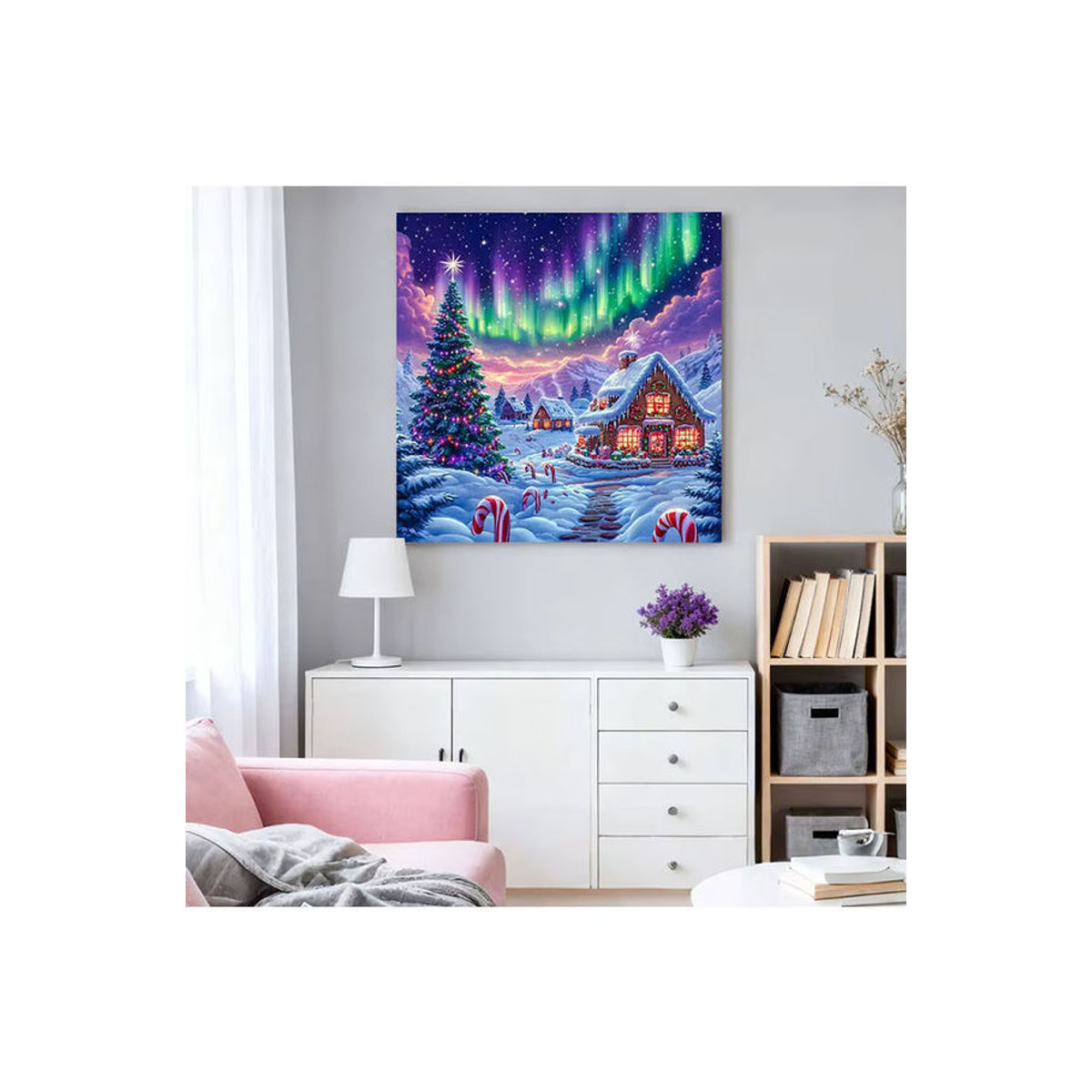 HUACAN Aurora Diamantmalerei Set mit Weihnachtsbaum Motiv als mehrfarbige Mosaik-Wanddekoration - Bild 4