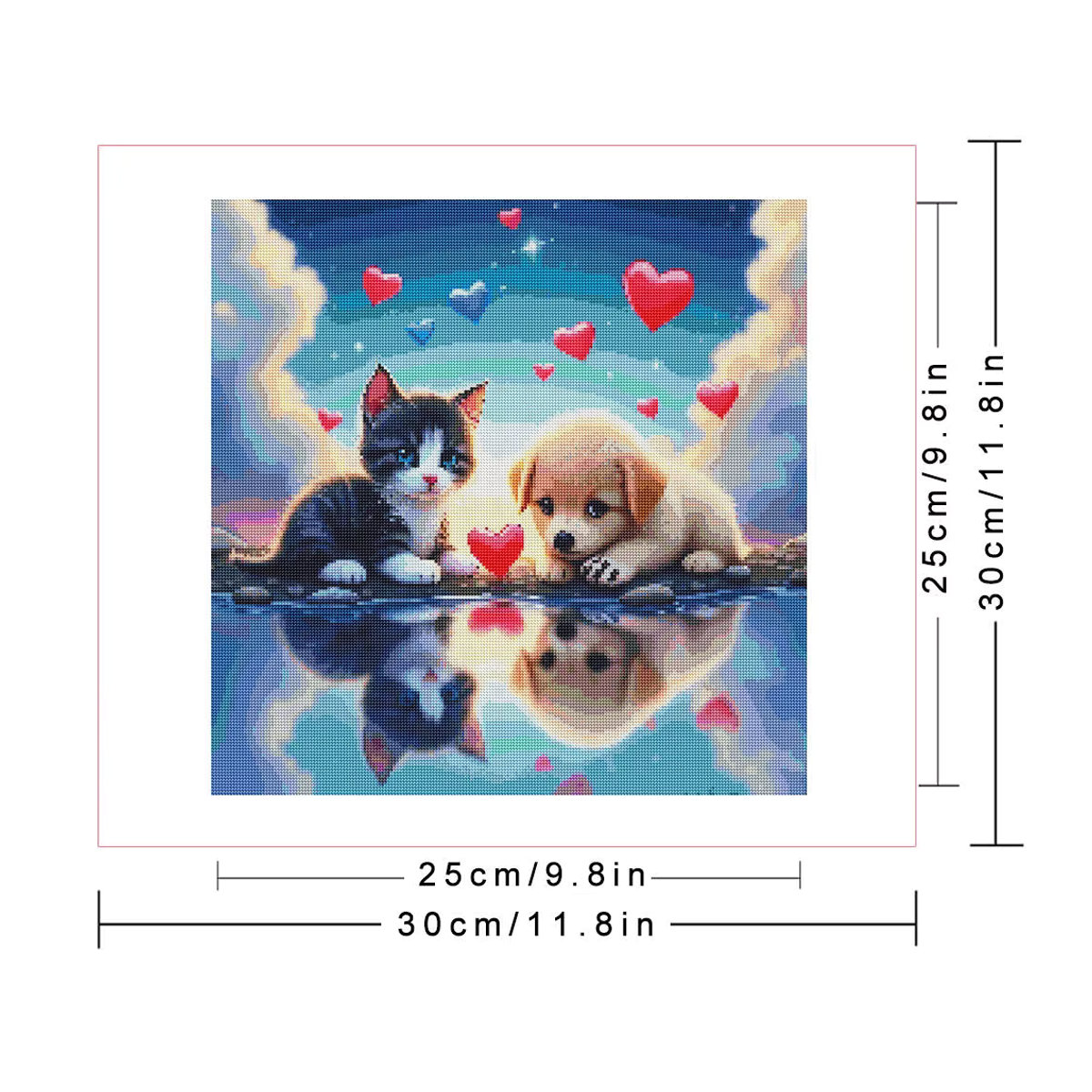 Huacan Diamant-Gemälde 5D Tier-Mosaik-Set mit Katzen und Hunden in mehrfarbigem Design, quadratisch - Bild 2