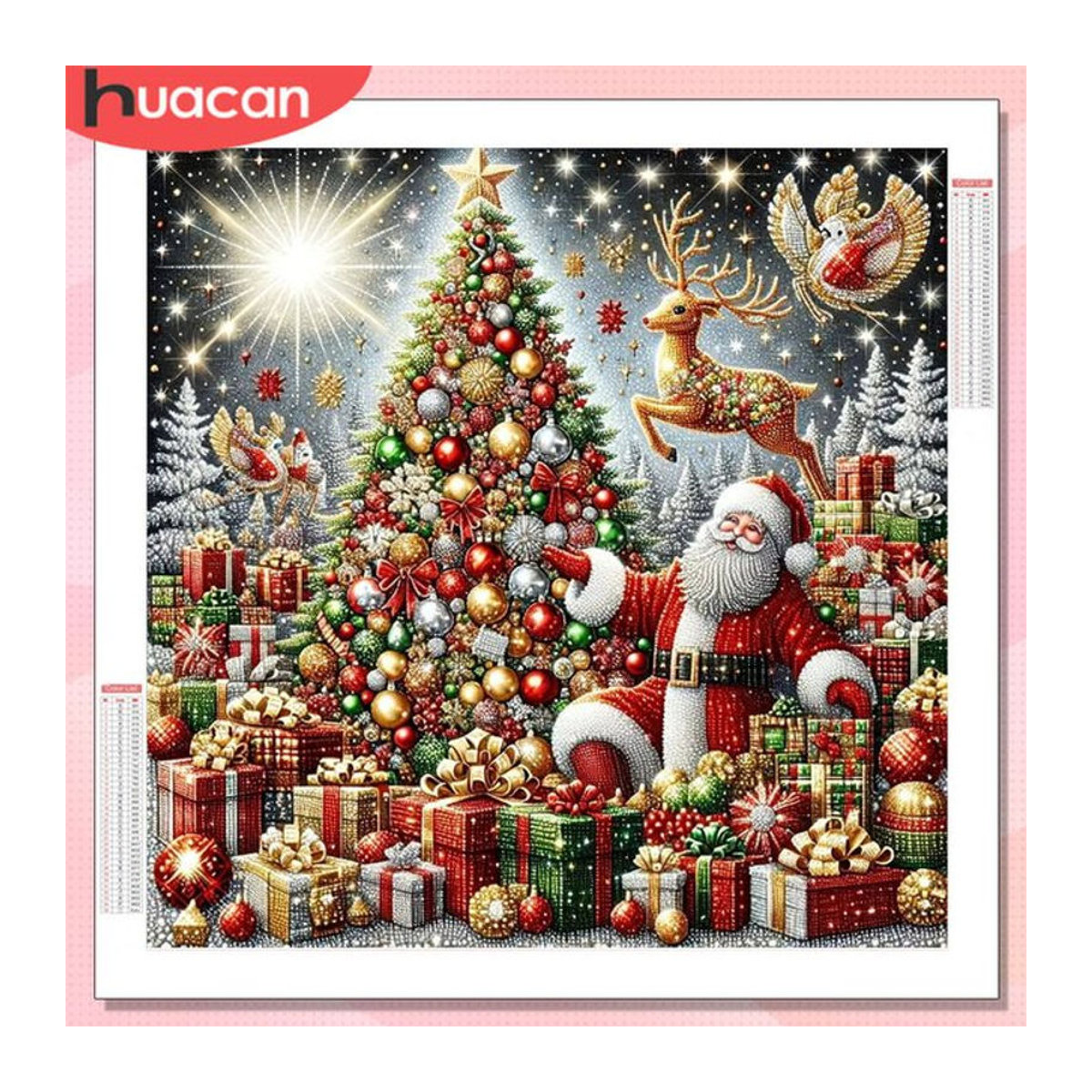 HUACAN Diamant-Gemälde Weihnachten Landschaft mit Weihnachtsmann als mehrfarbiges Diamant-Mosaik mit runden Bohrern zur Wandmontage - Bild 1