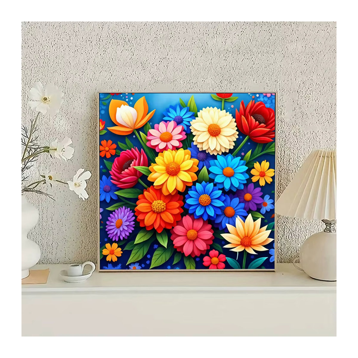 Huacan Diamant-Kunst-Mosaik-Set Chrysanthemenblume mit runden Bohrern in Mehrfarbig - Bild 3