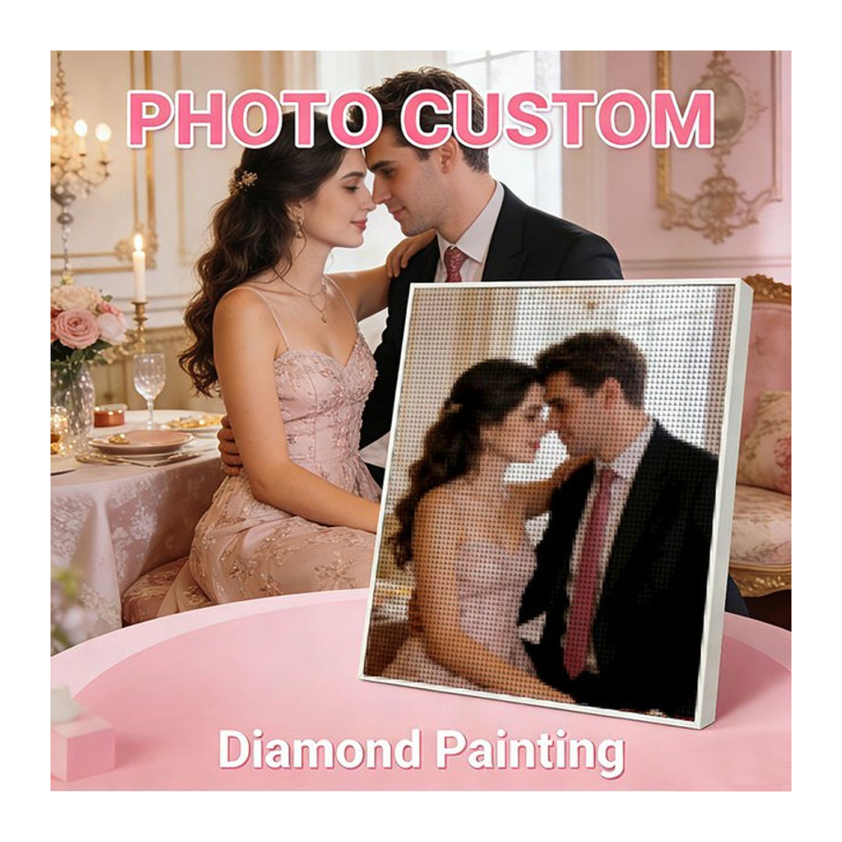 HUACAN Diamant-Kunstmalerei 5D Set mit personalisiertem Foto als mehrfarbiges Mosaik für deine Heimdekoration - Bild 1