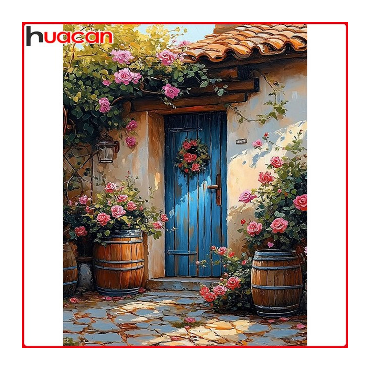 Huacan Diamant-Malerei Bastelset Landhaus mit Blumen und Landschaft in Mehrfarbig - Bild 1