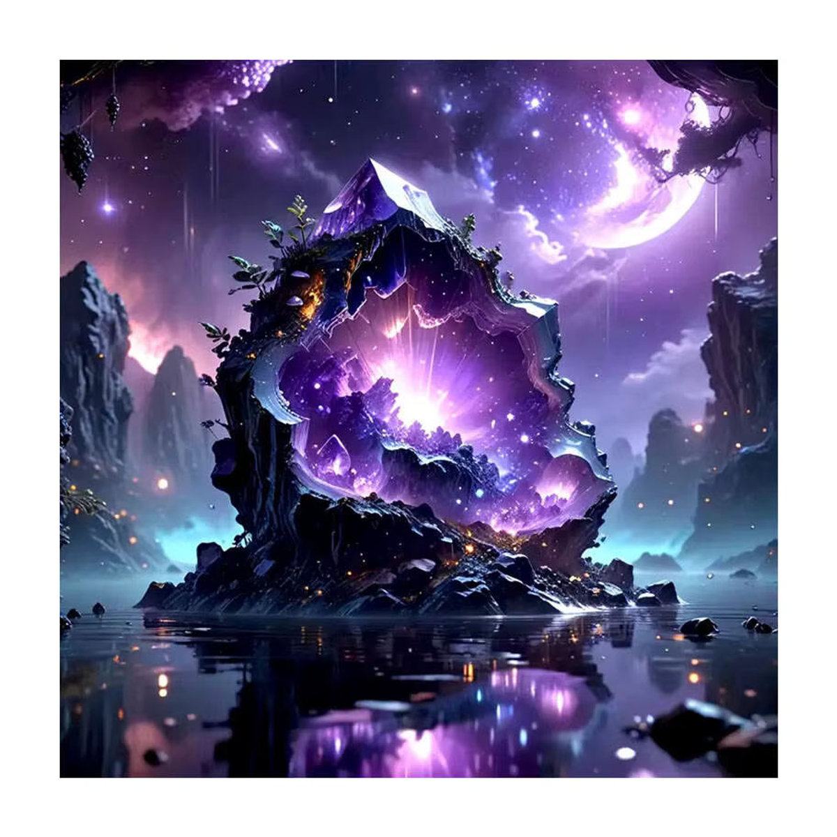 HUACAN Diamant-Malerei Set Berg-Fantasie-Landschaft in Lila als abstrakte Wanddekoration für Erwachsene - Bild 5