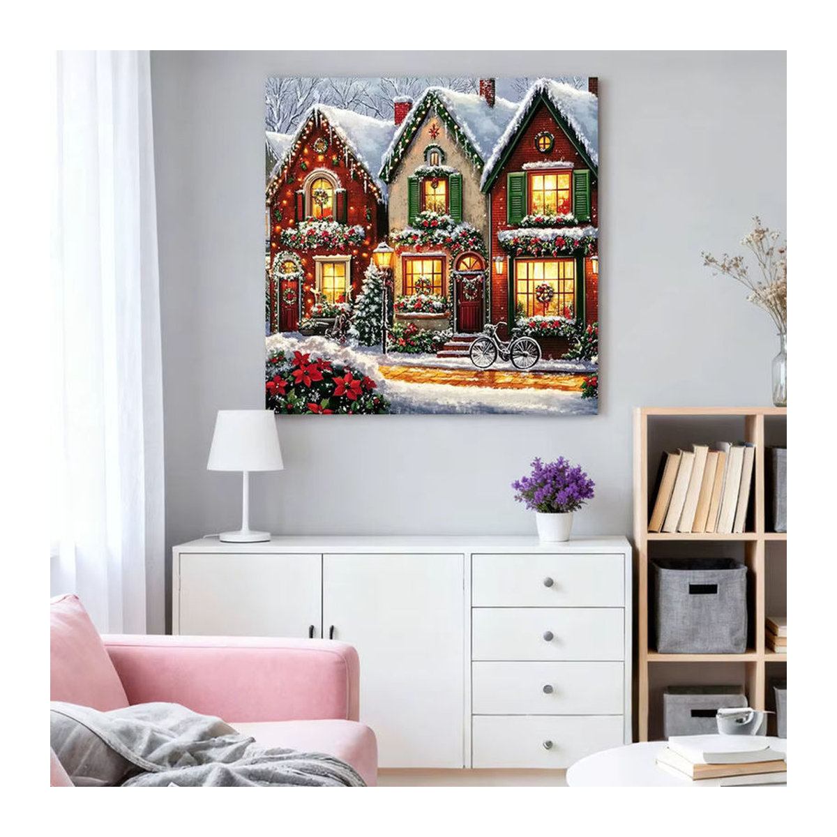 HUACAN Diamant-Malerei Set Hauslandschaft im Landhausstil, mehrfarbig, quadratisch - Bild 3