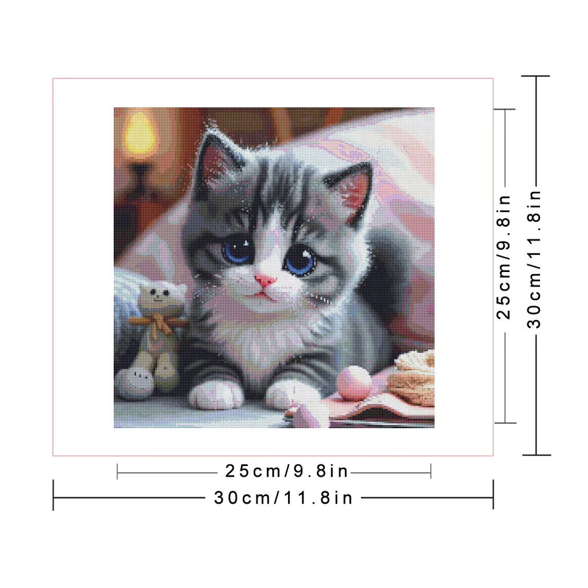 Huacan Diamant-Malerei-Set Katze in Grau mit runden Bohrern für deine Heimdekoration - Bild 2