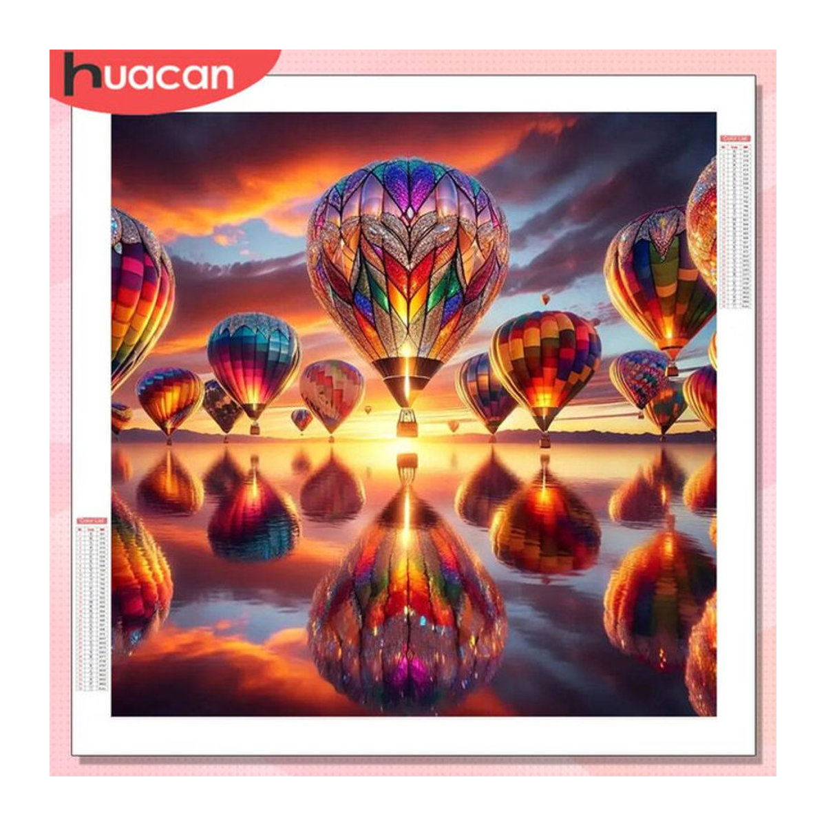 HUACAN Diamant-Malerei Set mit Heißluftballon und Sonnenuntergang Landschaft als Wanddekoration in Mehrfarbig - Bild 1