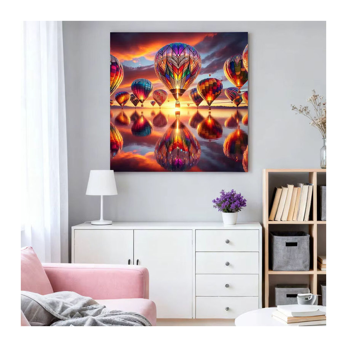 HUACAN Diamant-Malerei Set mit Heißluftballon und Sonnenuntergang Landschaft als Wanddekoration in Mehrfarbig - Bild 3