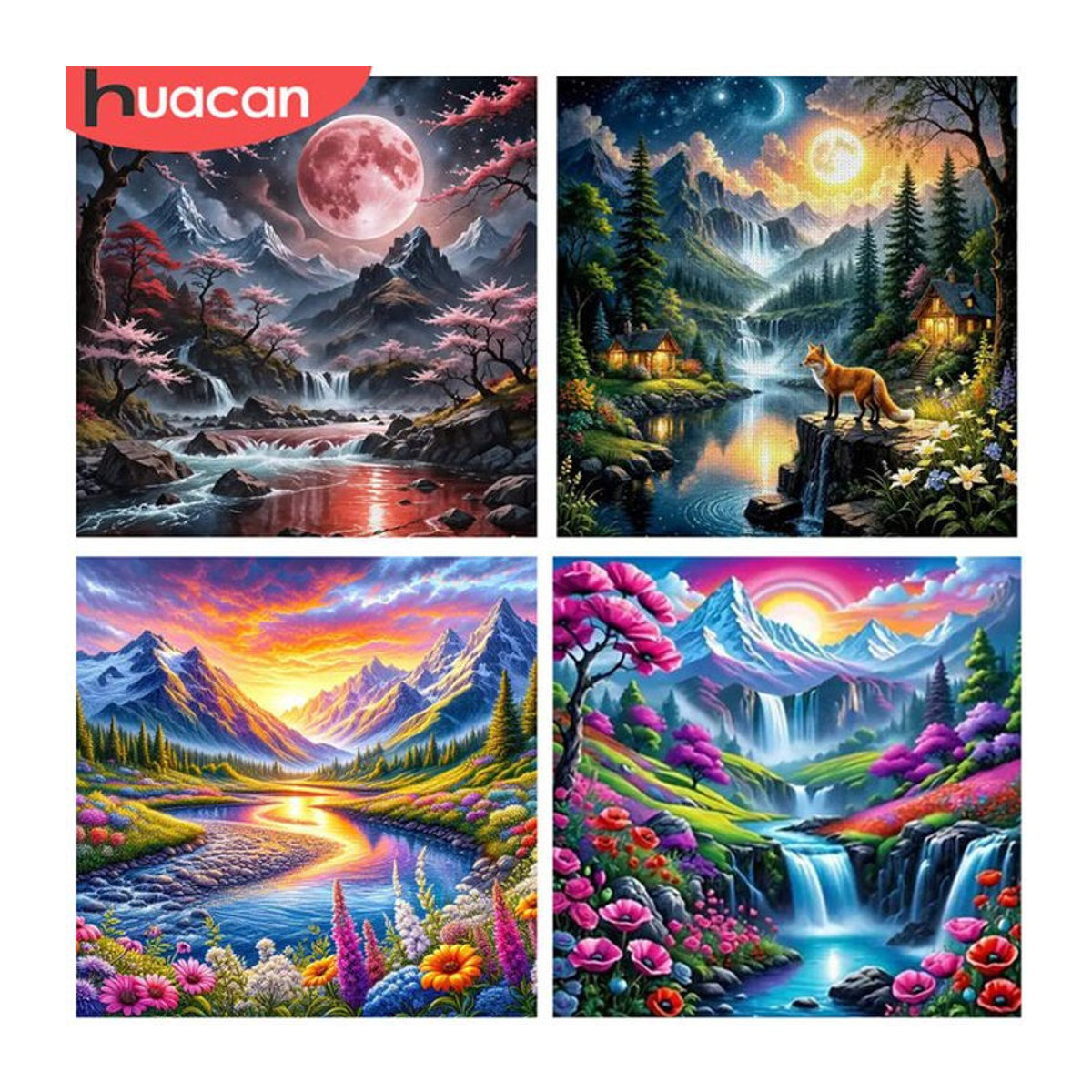 HUACAN Diamant-Malerei Set Mystische Mondschein-Landschaft 5D DIY Diamant-Stickerei in Mehrfarbig - Bild 1