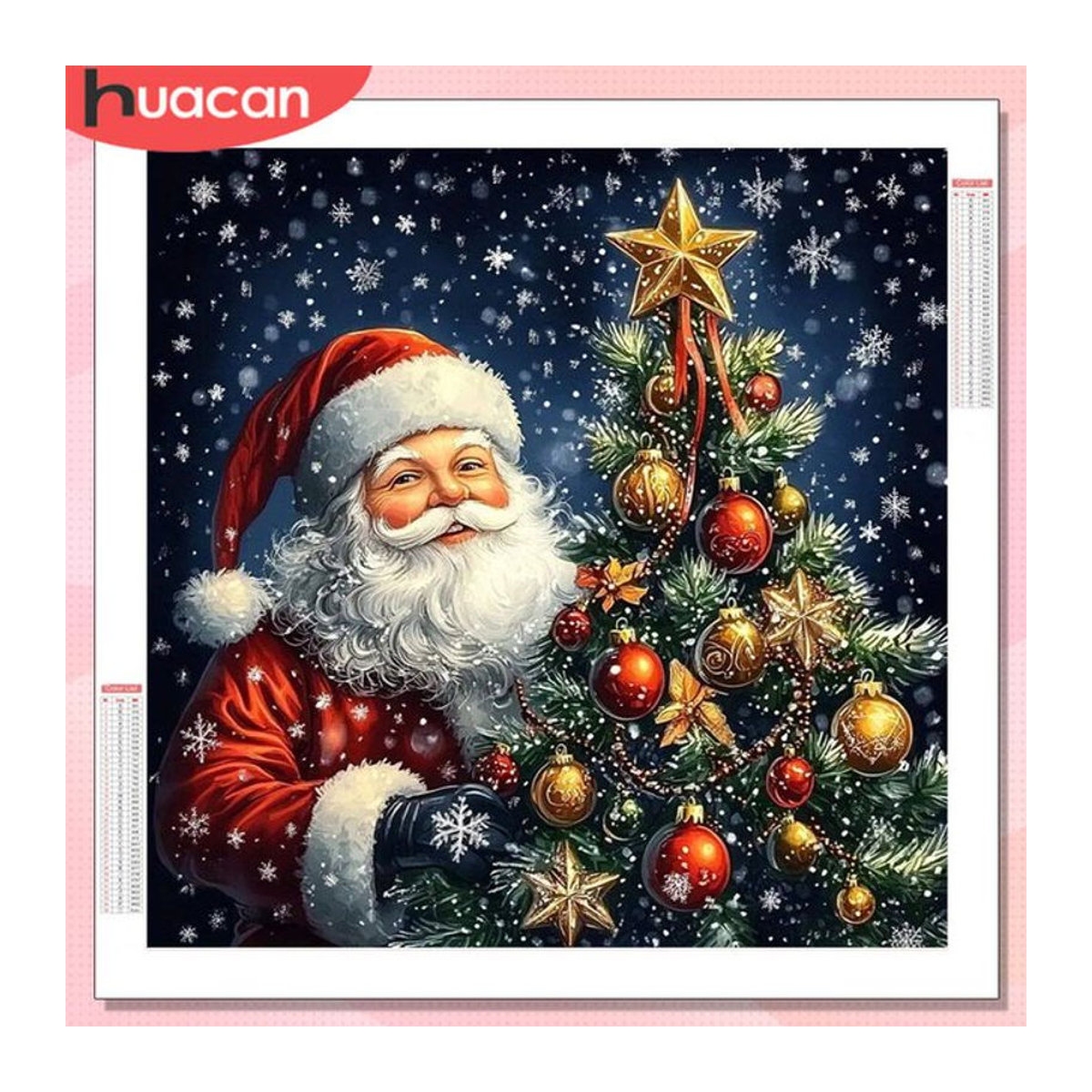 HUACAN Diamant-Malerei Weihnachtsmann mit Weihnachtsbaum als mehrfarbiges Diamant-Mosaik zur Wanddekoration - Bild 1