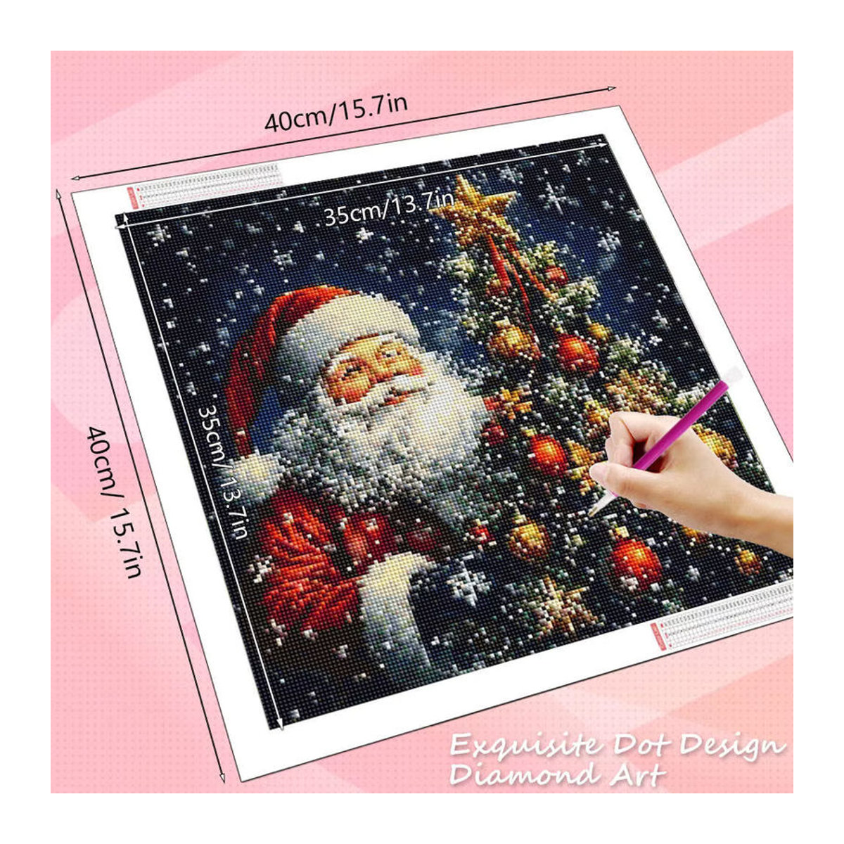 HUACAN Diamant-Malerei Weihnachtsmann mit Weihnachtsbaum als mehrfarbiges Diamant-Mosaik zur Wanddekoration - Bild 2