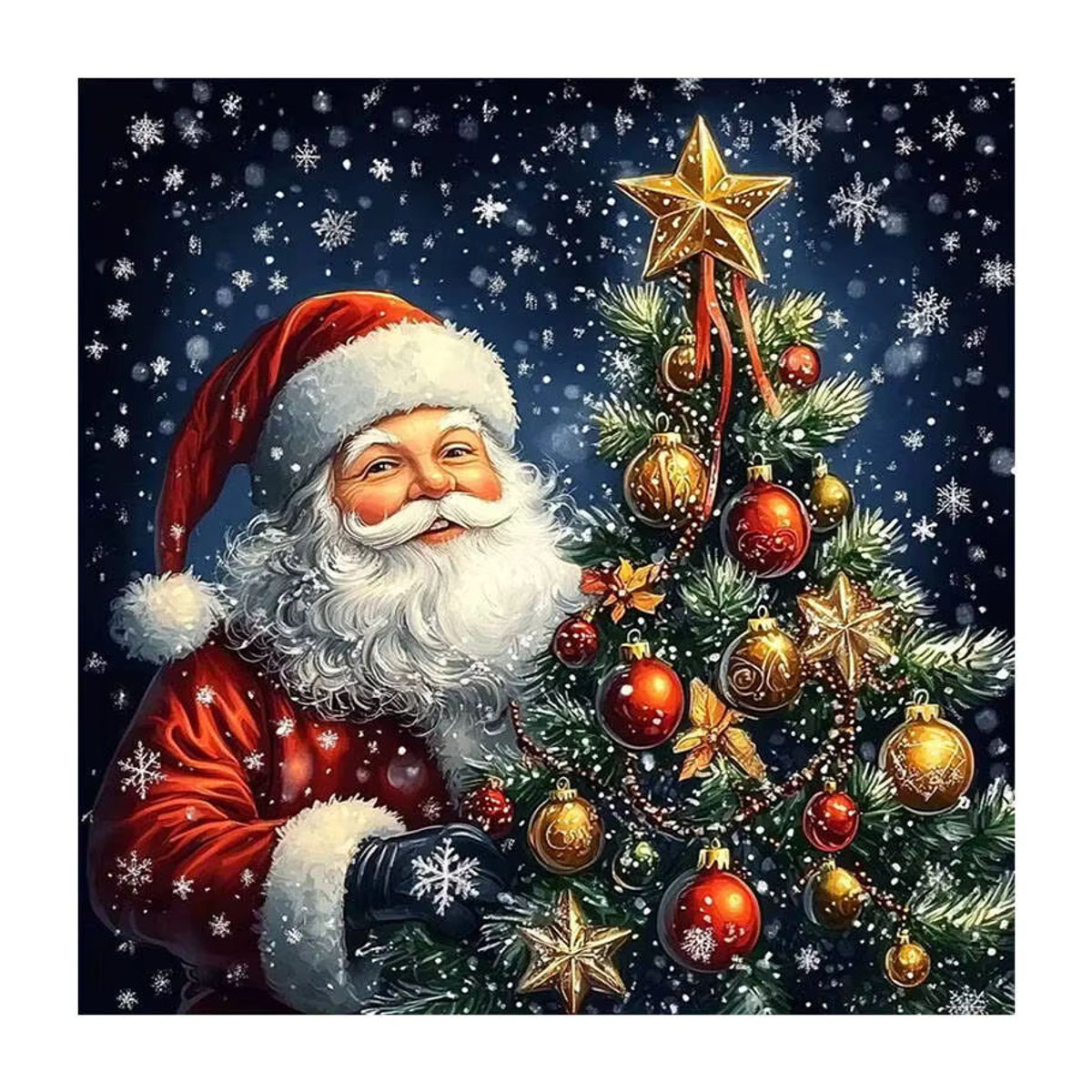 HUACAN Diamant-Malerei Weihnachtsmann mit Weihnachtsbaum als mehrfarbiges Diamant-Mosaik zur Wanddekoration - Bild 4