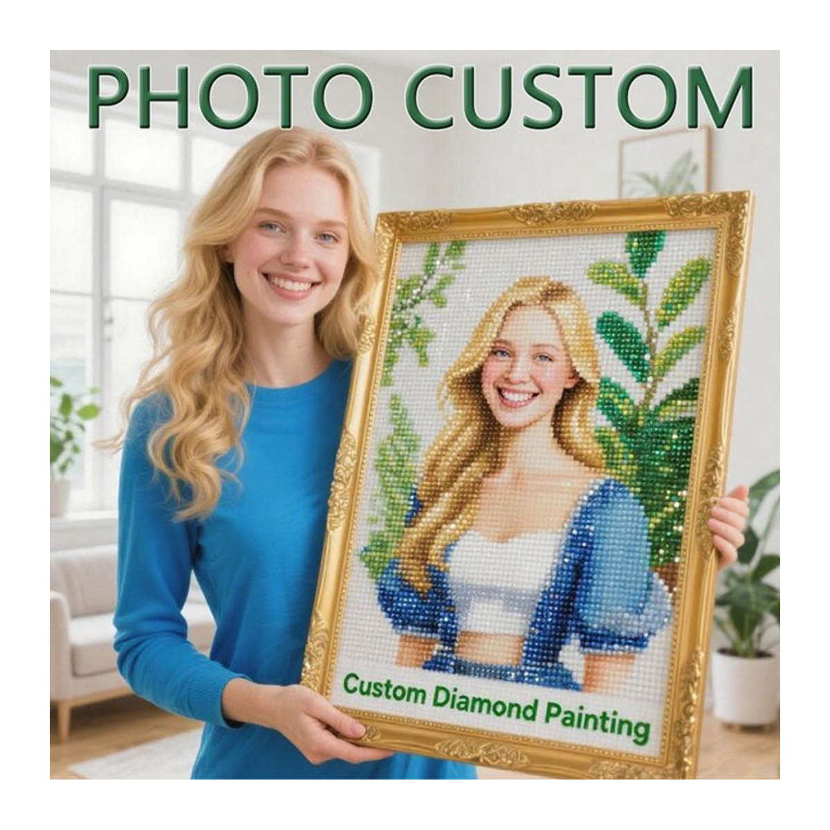 HUACAN Diamant-Mosaik DIY-Set für individuelle Foto-Kunstwerke, mehrfarbig, rund - Bild 1