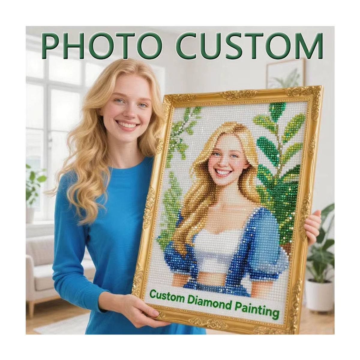 HUACAN Diamant-Mosaik DIY-Set für individuelle Foto-Kunstwerke, mehrfarbig, rund - Bild 3
