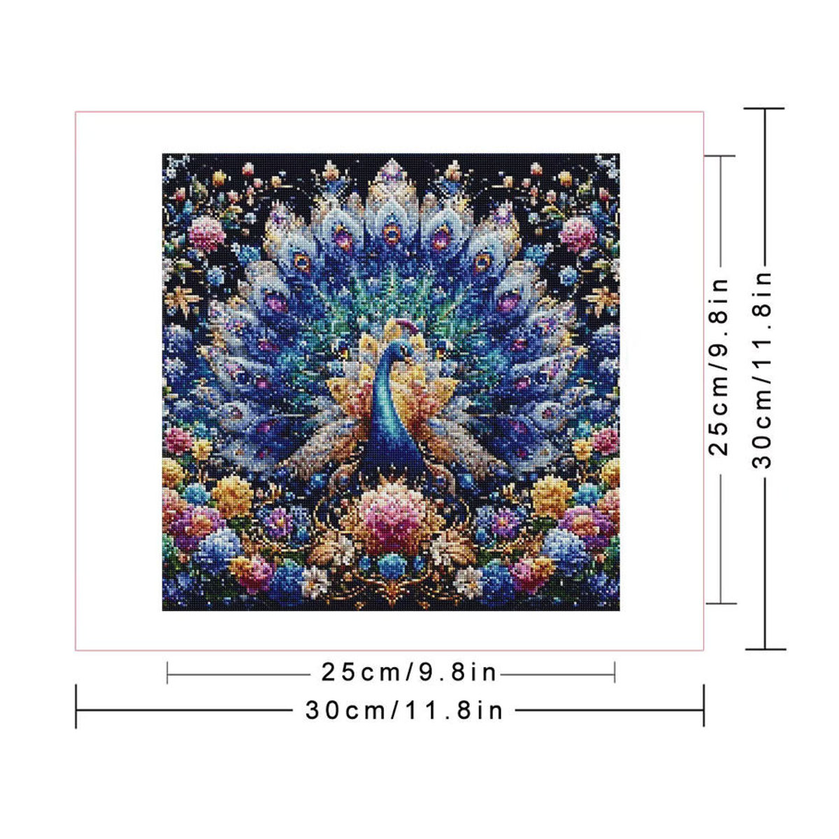 Huacan Diamant-Mosaik Pfau Wandkunst mit mehrfarbigen runden Strasssteinen - Bild 2