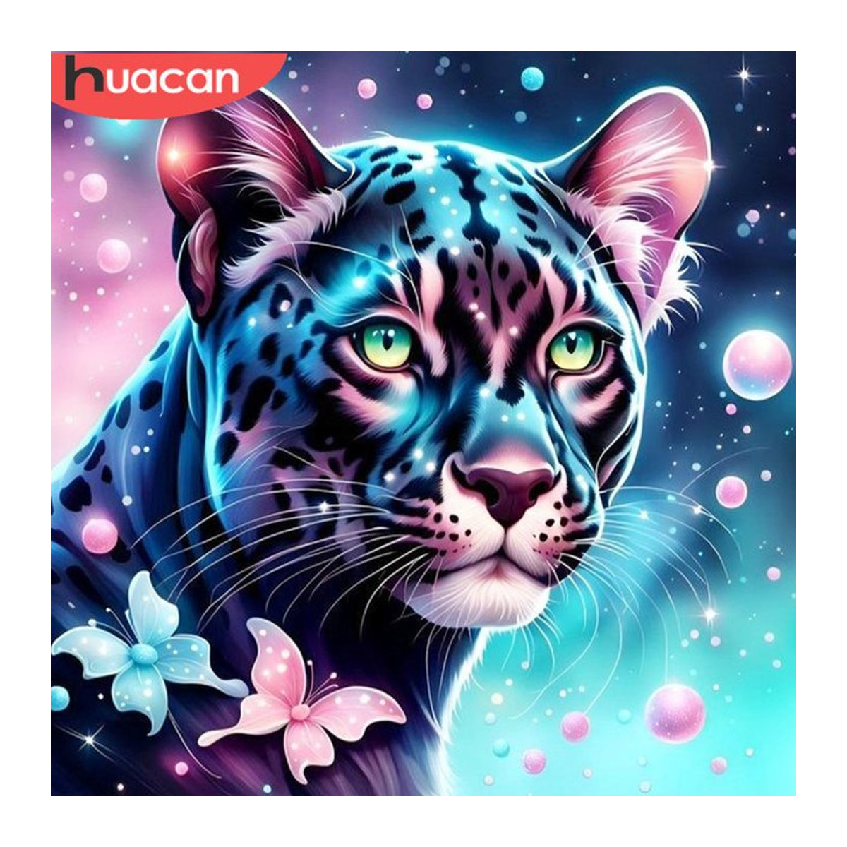 Huacan Diamant-Mosaik Set Leopard Motiv als komplette Stickerei mit Strass-Dekoration in Mehrfarbig - Bild 1