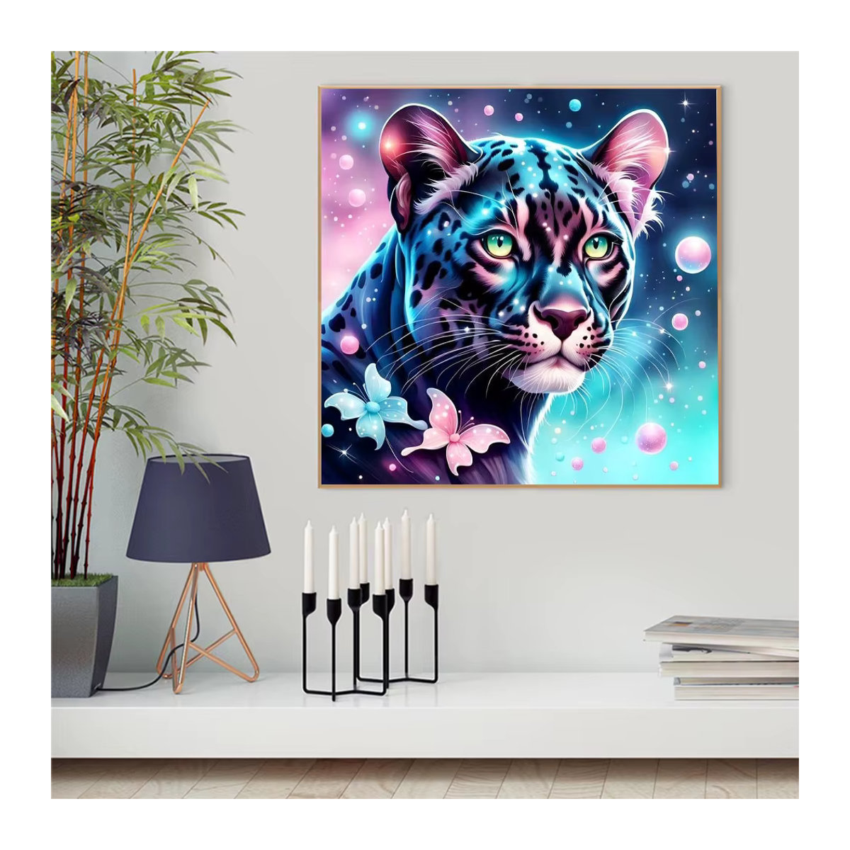 Huacan Diamant-Mosaik Set Leopard Motiv als komplette Stickerei mit Strass-Dekoration in Mehrfarbig - Bild 3