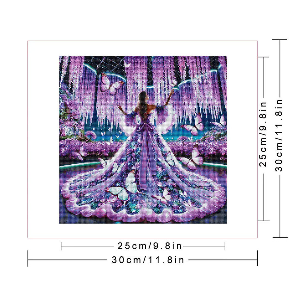 Huacan Diamant-Mosaik Set mit Frauen-Porträt, Schmetterlingen und floralen Motiven in Lila, runde Wanddekoration für Erwachsene - Bild 2