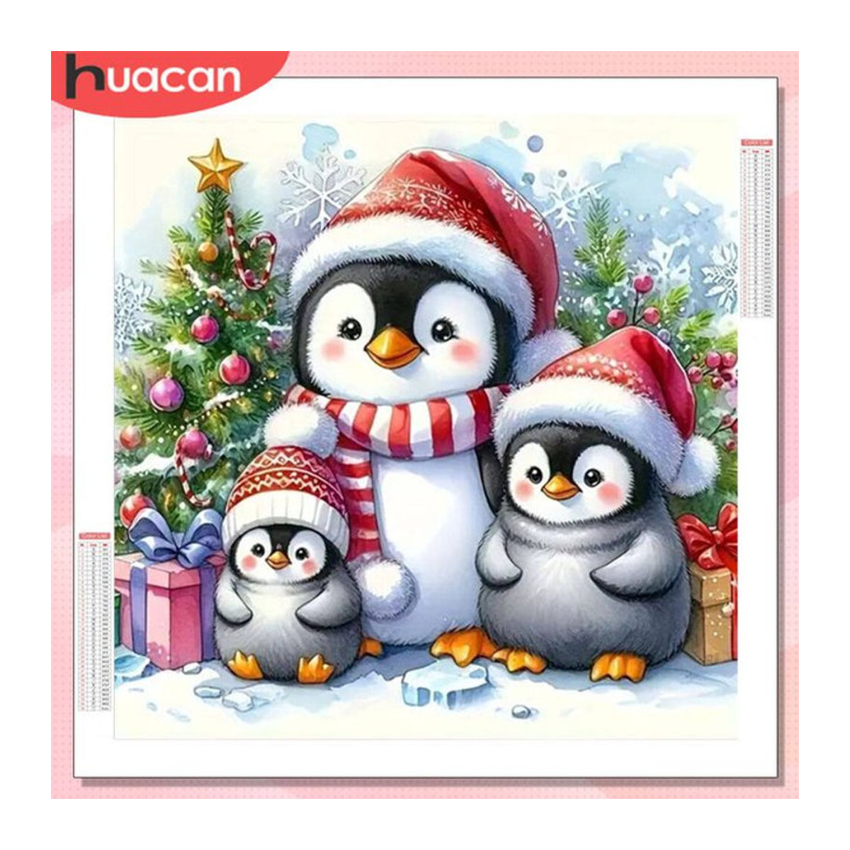 HUACAN Diamant-Mosaik Set Pinguin als Wanddekoration für Weihnachten und Winter, mehrfarbig - Bild 1