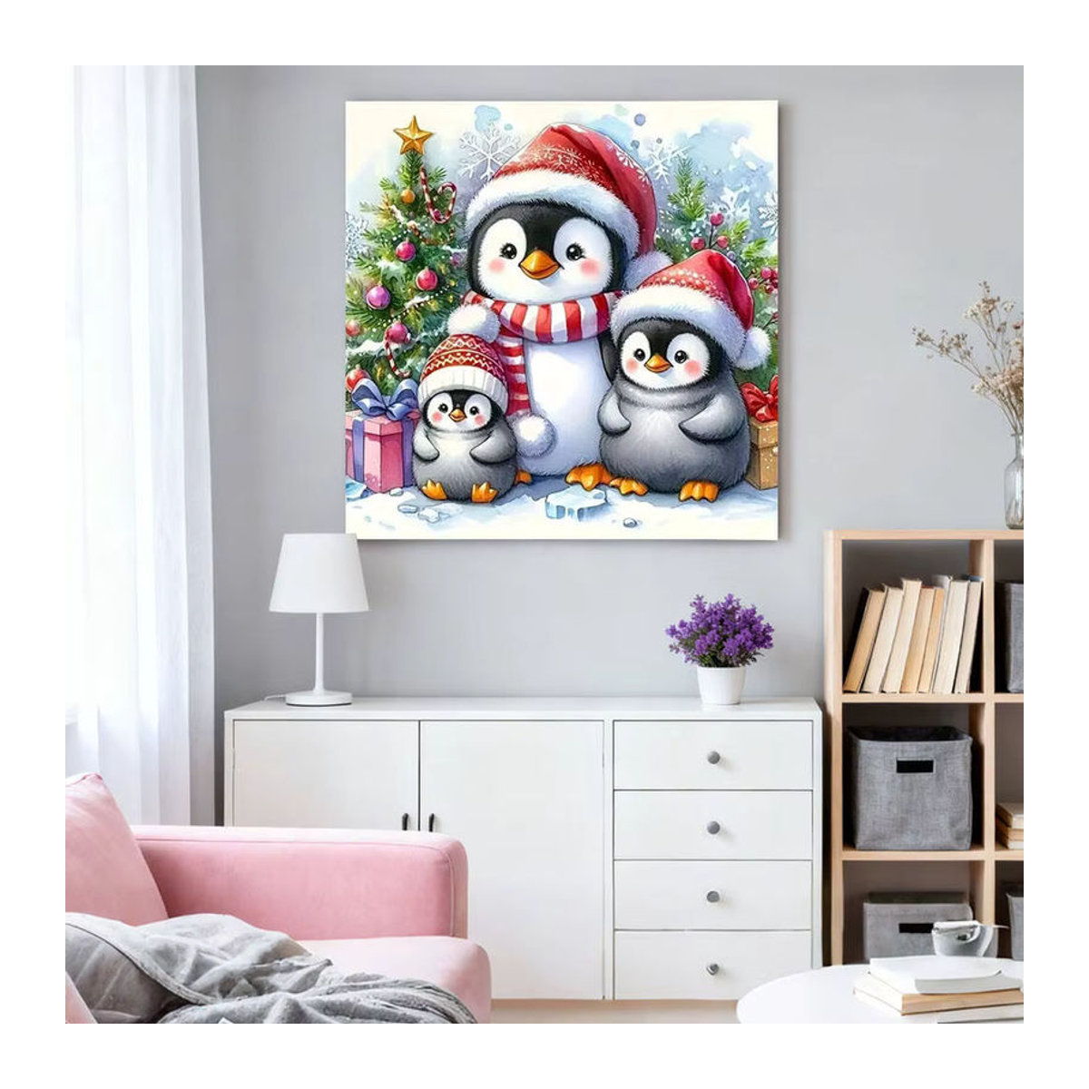 HUACAN Diamant-Mosaik Set Pinguin als Wanddekoration für Weihnachten und Winter, mehrfarbig - Bild 3