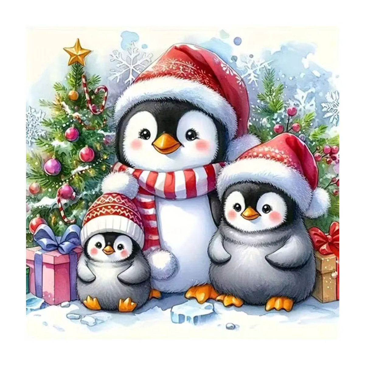 HUACAN Diamant-Mosaik Set Pinguin als Wanddekoration für Weihnachten und Winter, mehrfarbig - Bild 4