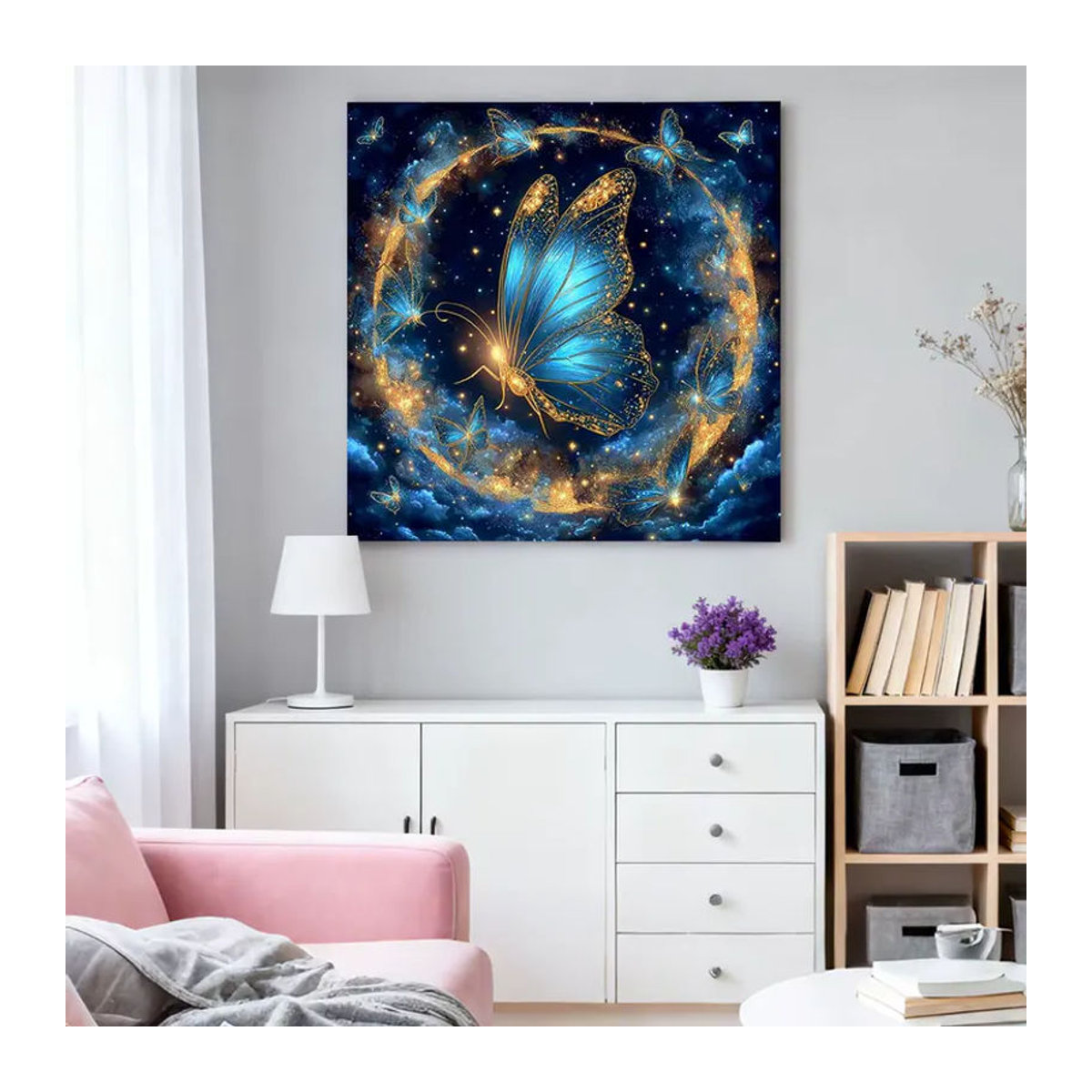 HUACAN Diamant-Mosaik-Set Schmetterling als DIY Strassbild in Blau für Erwachsene - Bild 3