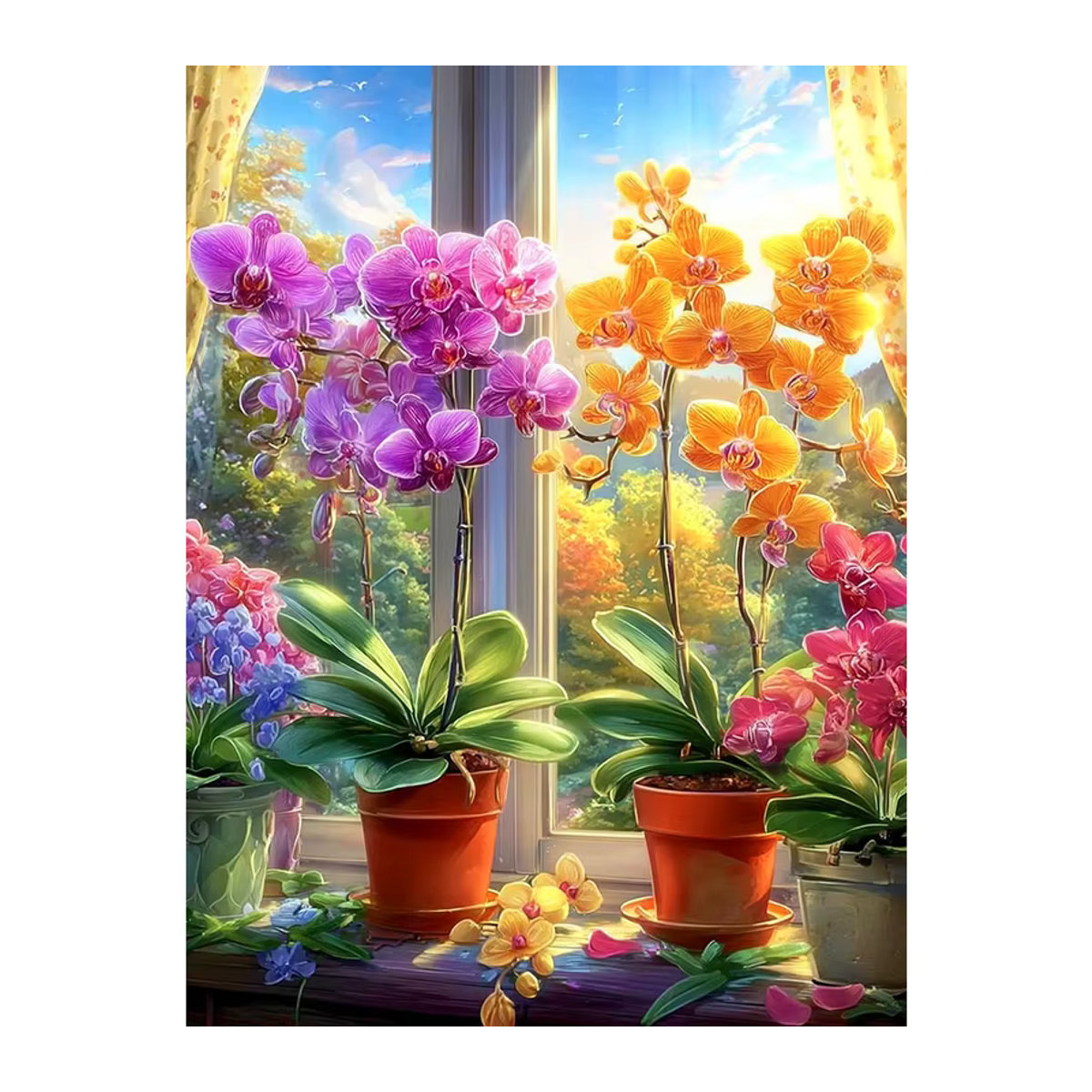 Huacan Diamantgemälde Phalaenopsis-Vase als Diamantmosaik Set in Mehrfarbig mit runder Form - Bild 4