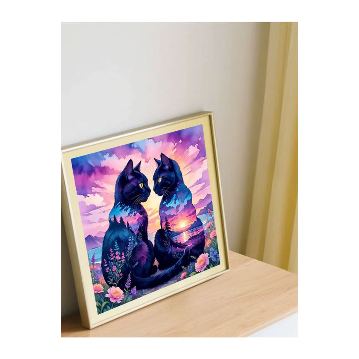 Huacan Diamantgemälde Set mit Katze und Blumenlandschaft in Mehrfarbig - Bild 4