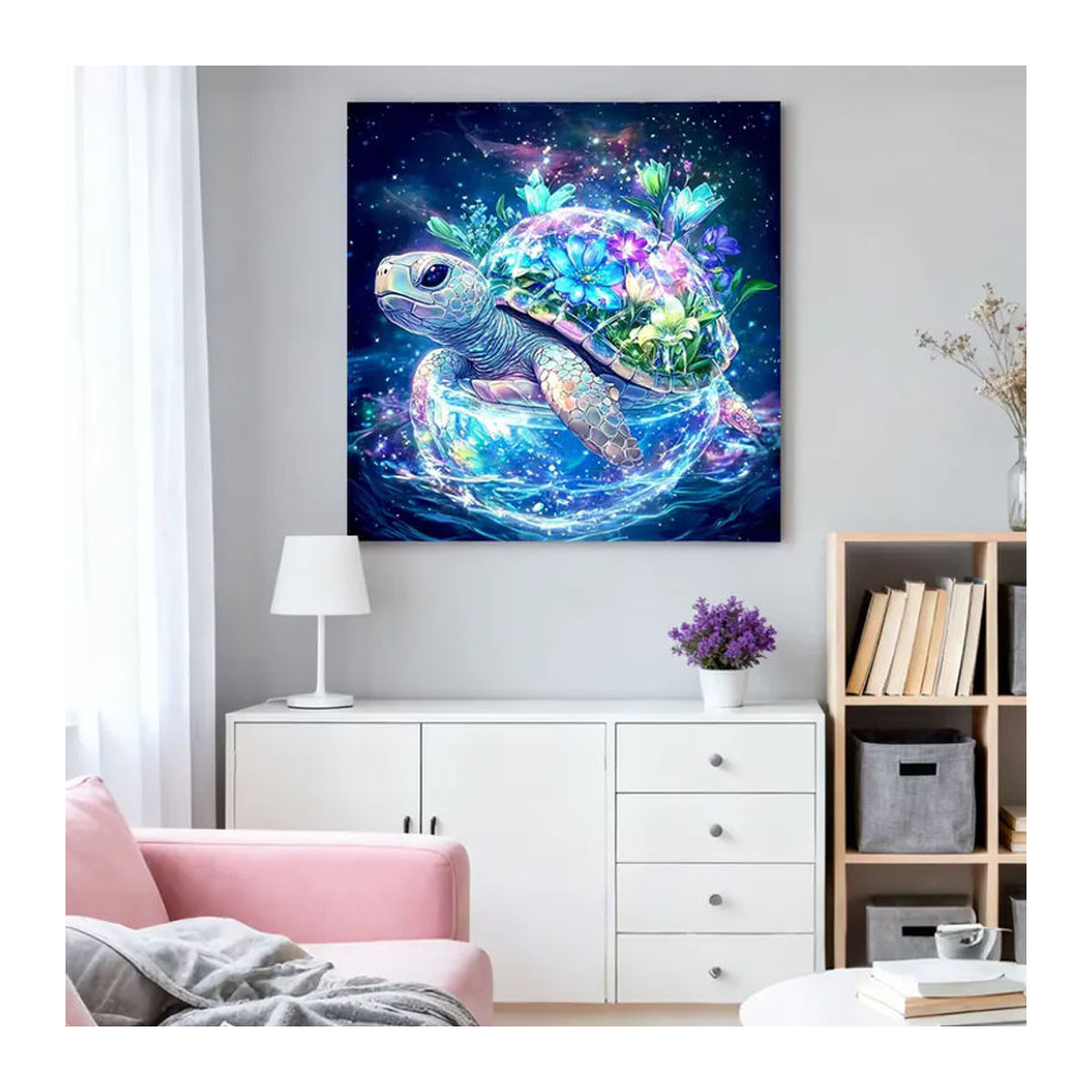 HUACAN Diamantkunst Meeresschildkröte als Mosaik-Bild, mehrfarbig, wandmontiert - Bild 3