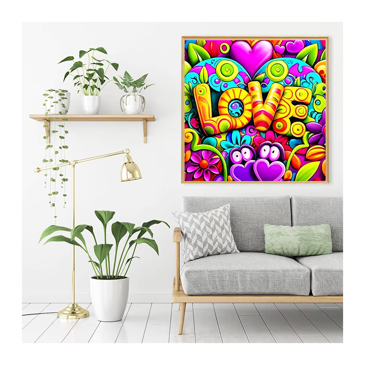 Huacan Diamantmalerei DIY Set Liebe Herz Motiv als 5D Diamantstickerei in Mehrfarbig für dein Home Decor oder als Valentinstagsgeschenk - Bild 2