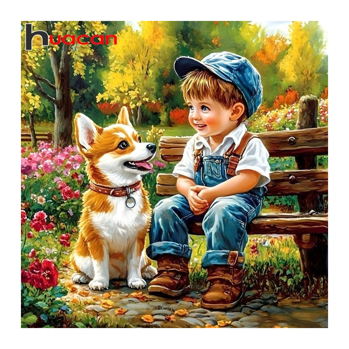 Huacan Diamantmalerei für Kinder Hund-Diamantmosaik Porträt Tier Set in Mehrfarbig - Bild 1