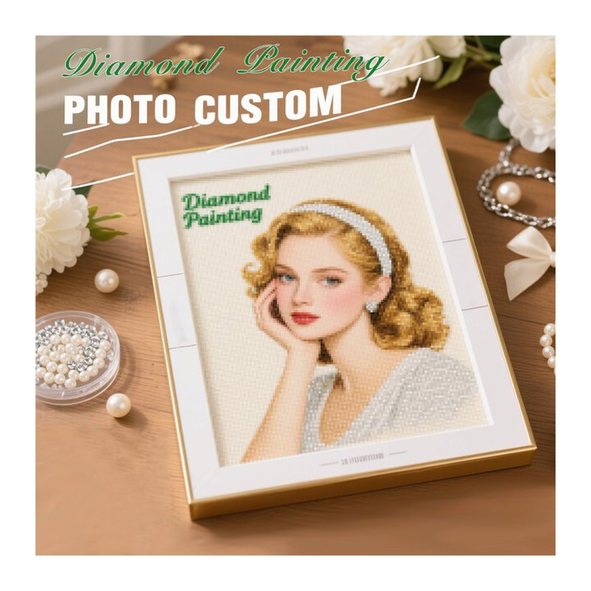 HUACAN Diamantmalerei Kit mit individuellem Foto für Erwachsene, mehrfarbig, quadratisch - Bild 1