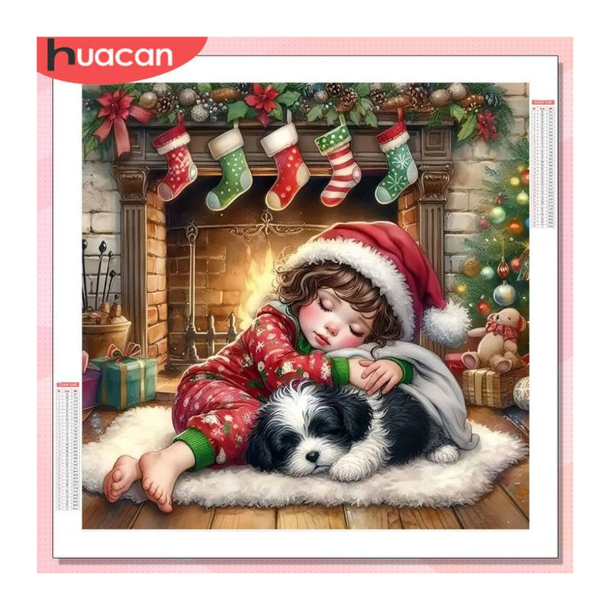 HUACAN Diamantmalerei Mädchen mit Hund Porträt als Mosaik-Stickerei-Set für Weihnachtsdekoration, mehrfarbig, quadratisch - Bild 1