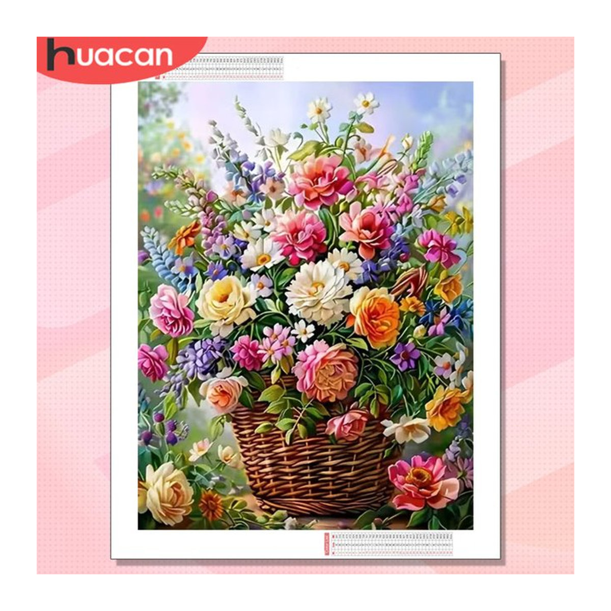 HUACAN Diamantmalerei Rosenblüte Wanddekoration mit mehrfarbigen Kunstharz-Steinen, rund - Bild 1