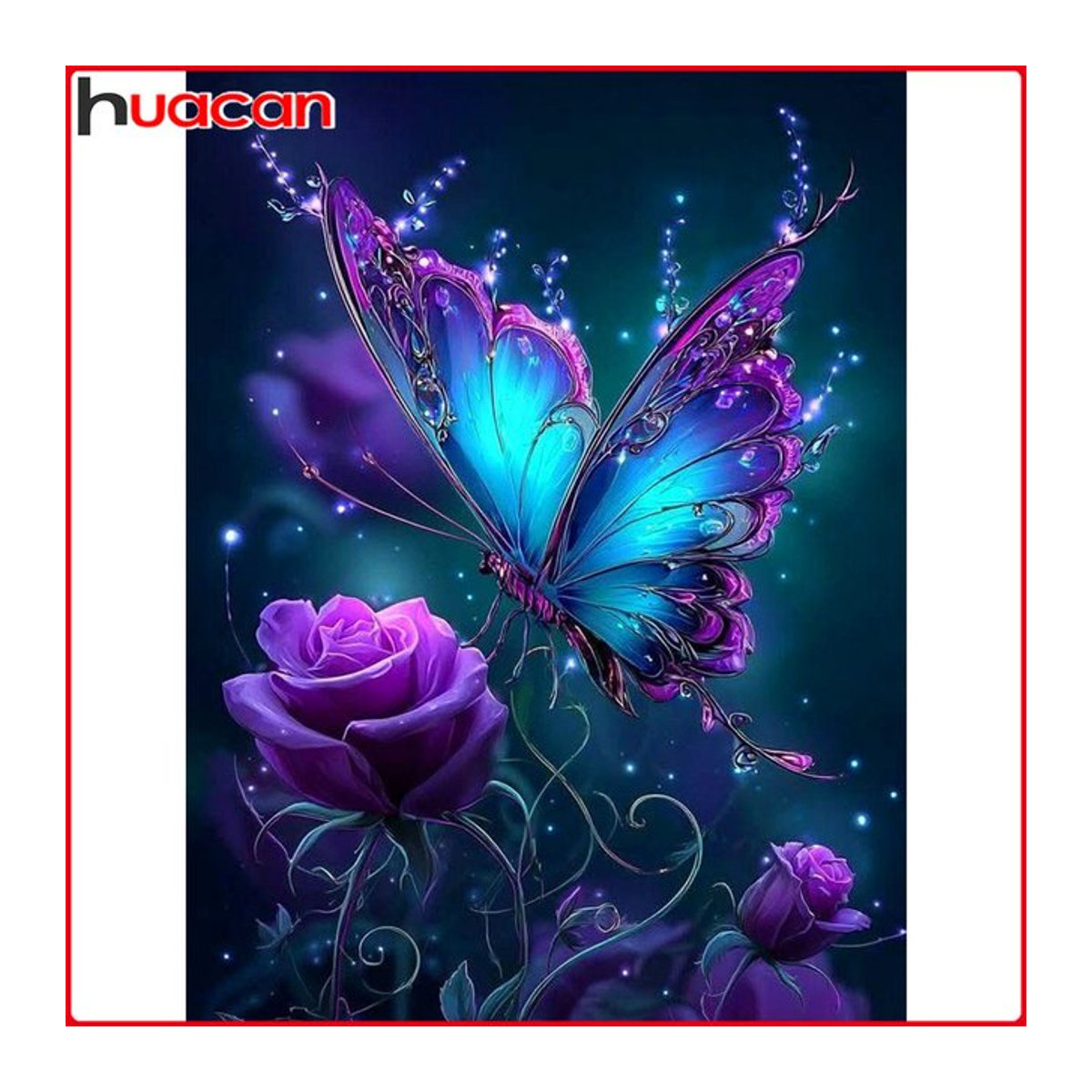 Huacan Diamantmalerei Schmetterling und Rose als florales Mosaik-Set in Mehrfarbig - Bild 1