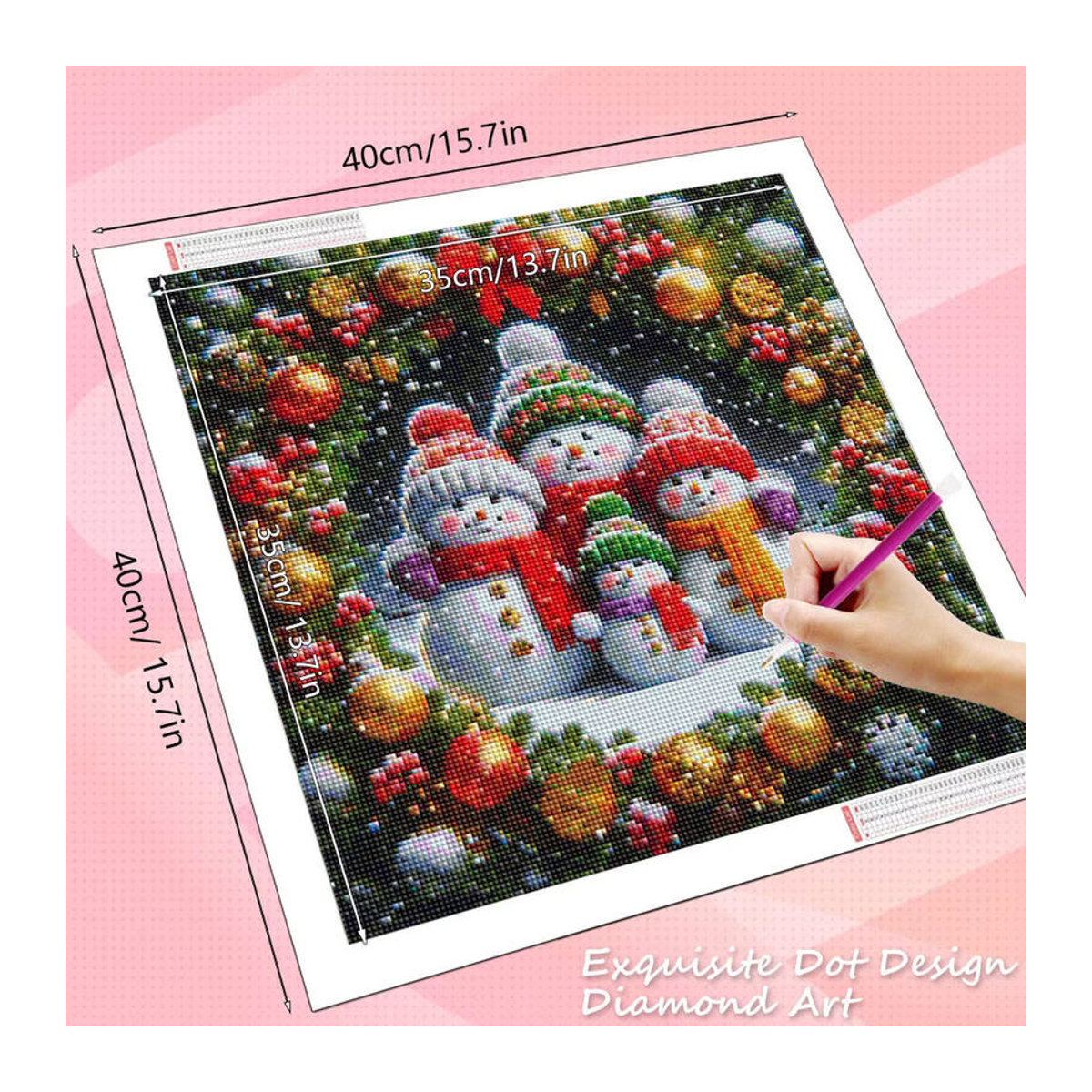 HUACAN Diamantmalerei Set Schneemann in Weihnachtslandschaft als Wanddekoration in Mehrfarbig - Bild 2