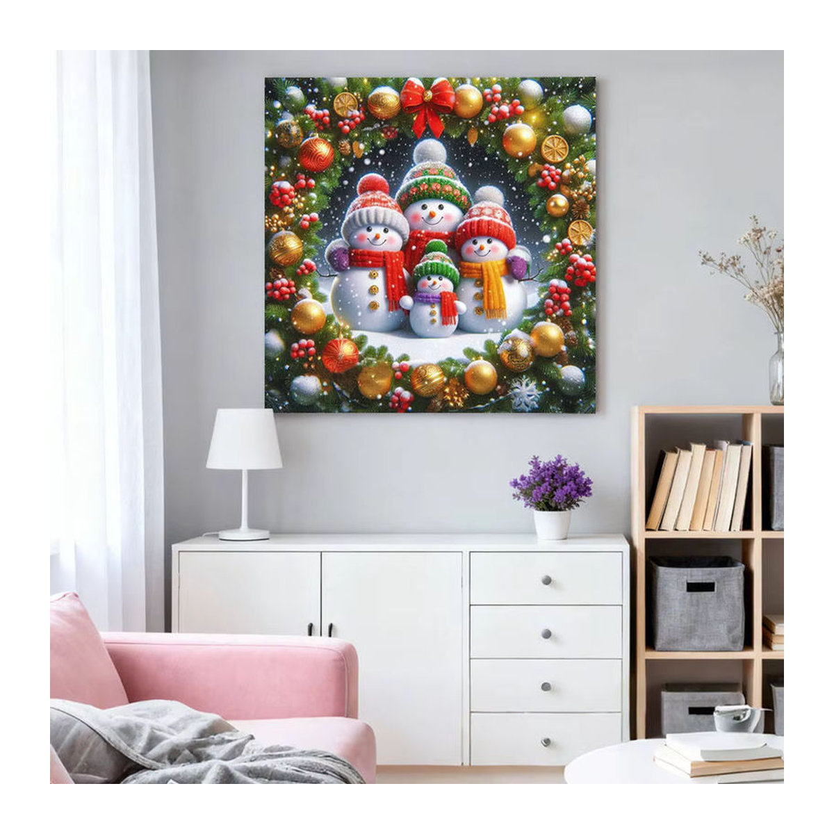 HUACAN Diamantmalerei Set Schneemann in Weihnachtslandschaft als Wanddekoration in Mehrfarbig - Bild 3