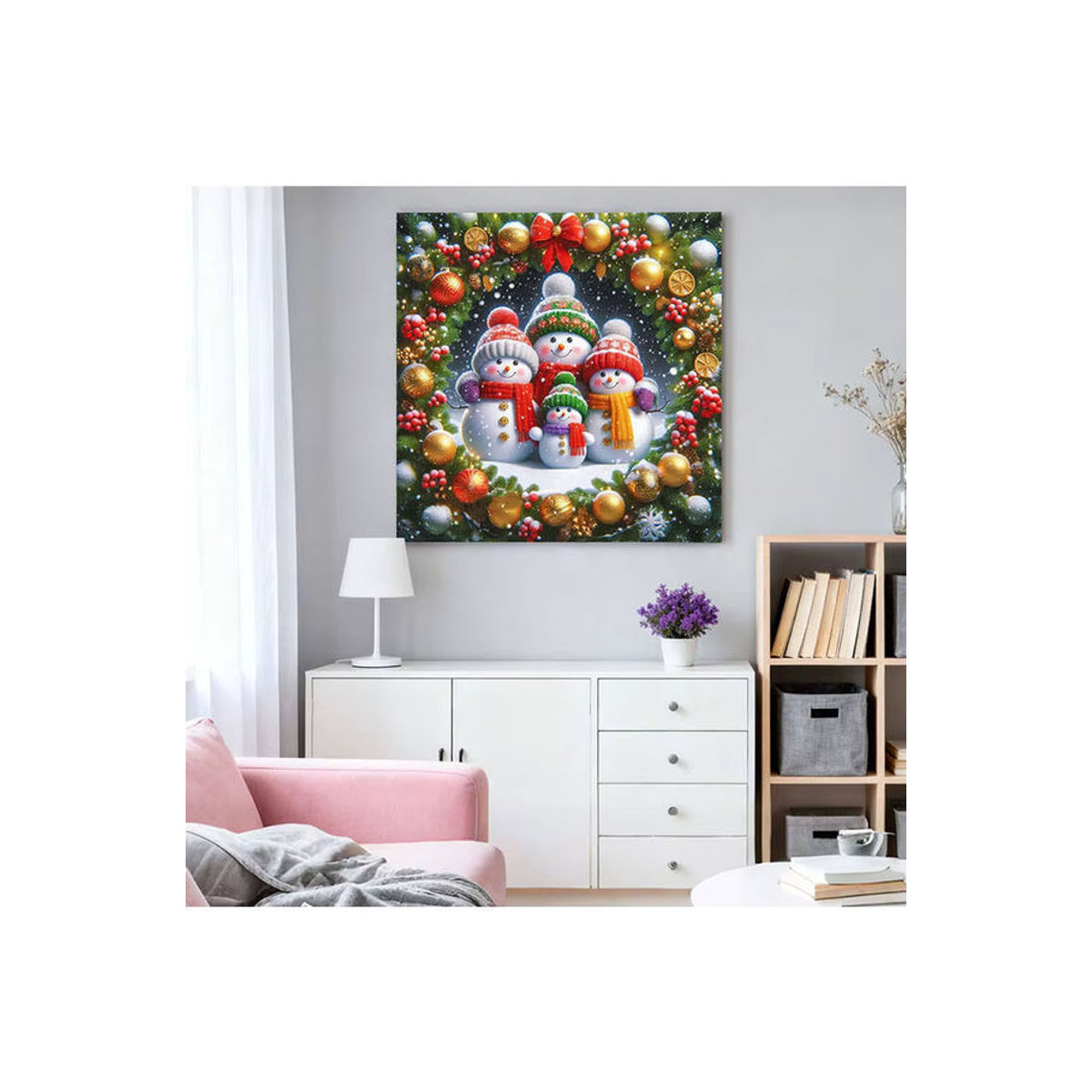 HUACAN Diamantmalerei Set Schneemann in Weihnachtslandschaft als Wanddekoration in Mehrfarbig - Bild 5