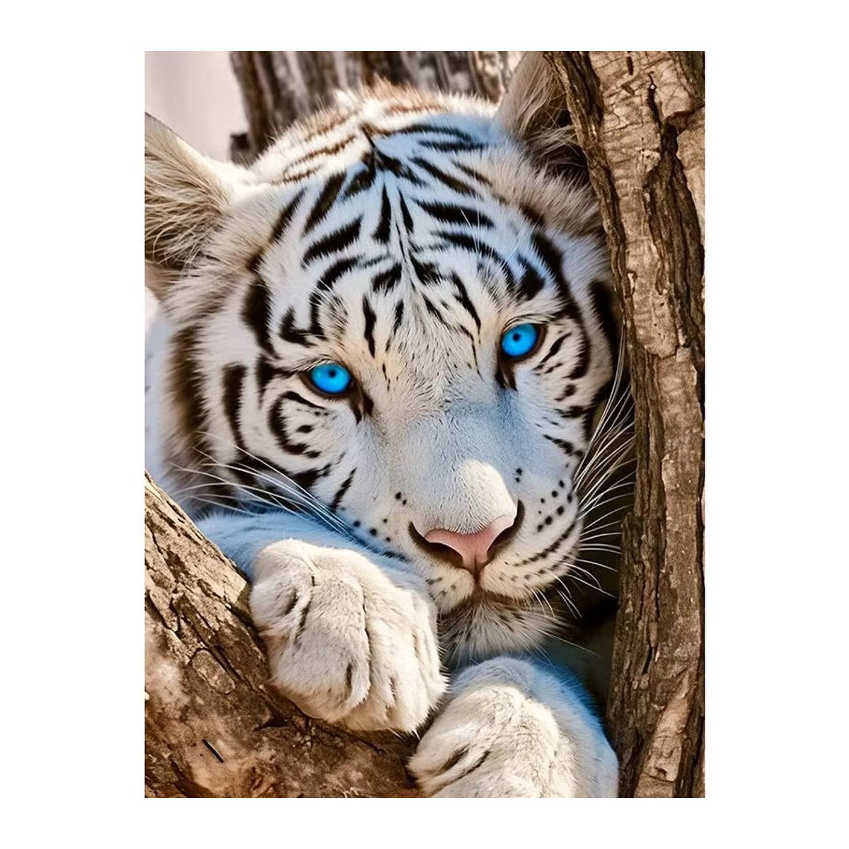 HUACAN Diamantmalerei Set Tiger Tier Motiv mit runden Mosaiksteinen in Weiß - Bild 5