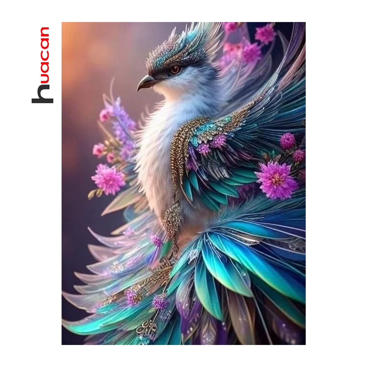 Huacan Diamantmalerei Set Vogel Motiv als Mosaik-Kunstwerk mit mehrfarbigen runden Strasssteinen zur Wandmontage - Bild 4
