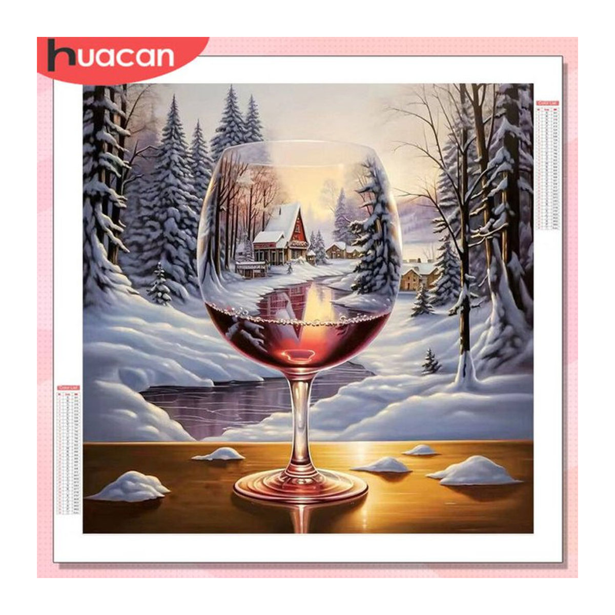HUACAN Diamantmalerei Set Winterlandschaft mit Haus und Wald als mehrfarbiges Mosaik-Bild zur Wanddekoration - Bild 1