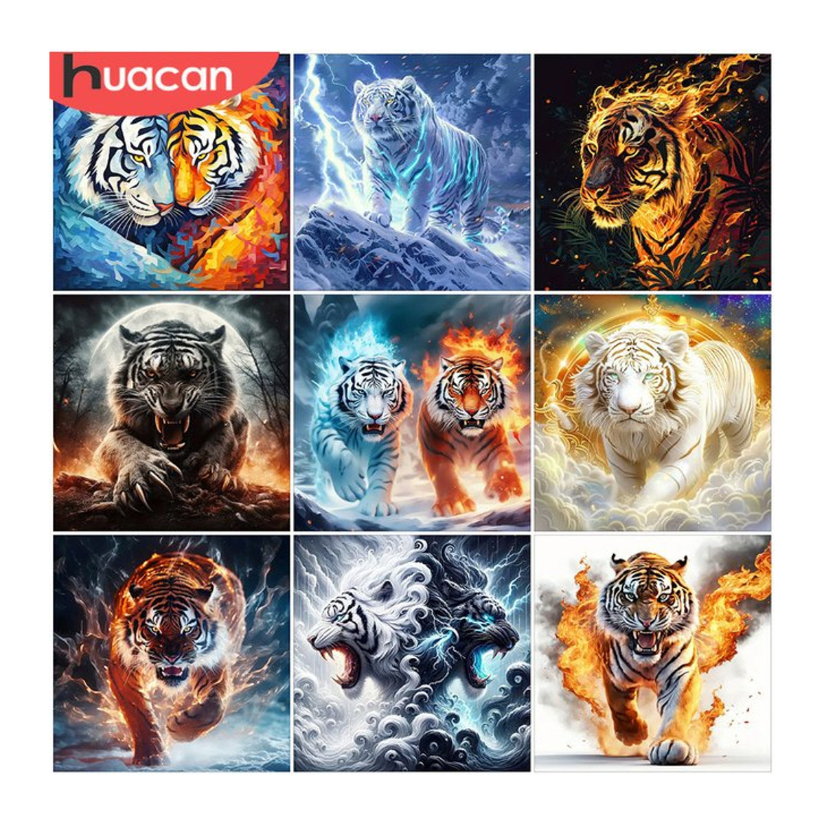 Huacan Diamantmalerei Tiger DIY 5D Mosaik Stickerei in Mehrfarbig - Bild 1