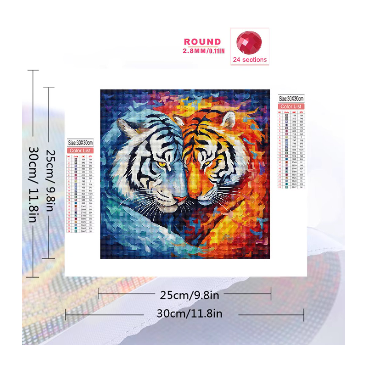 Huacan Diamantmalerei Tiger DIY 5D Mosaik Stickerei in Mehrfarbig - Bild 2