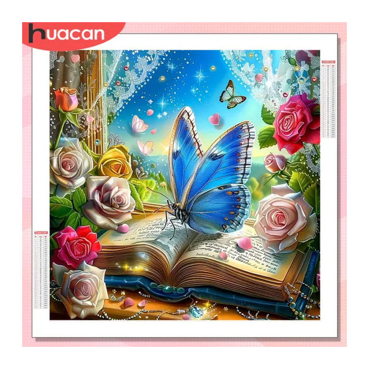 HUACAN Diamantmalerei Wanddekoration mit Blumen und Schmetterlingen in mehrfarbigem Floral-Design - Bild 1