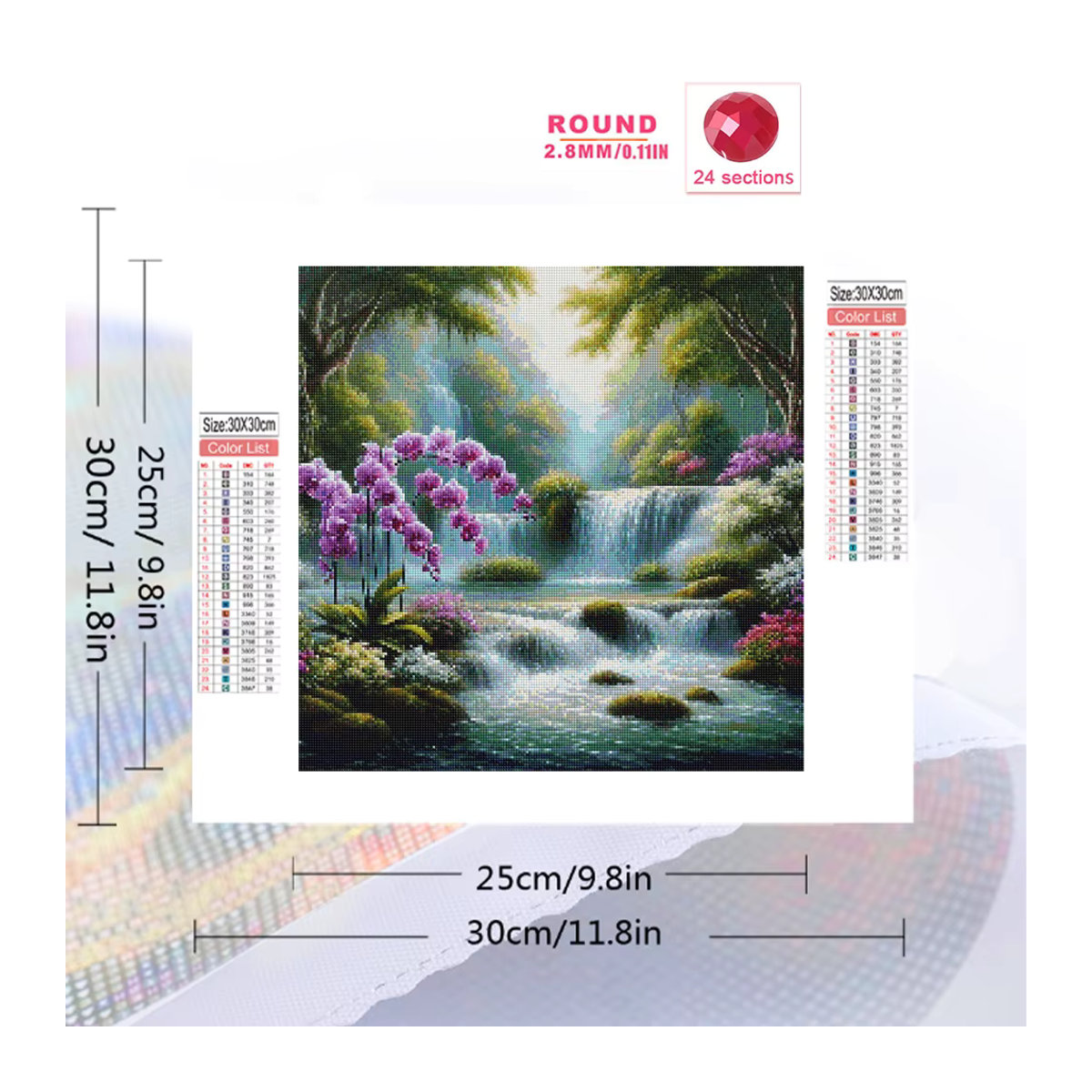 Huacan Diamantmalerei Wasserfall Mosaik Blume als DIY Kunsthandwerk-Set in Mehrfarbig für Wandmontage - Bild 2