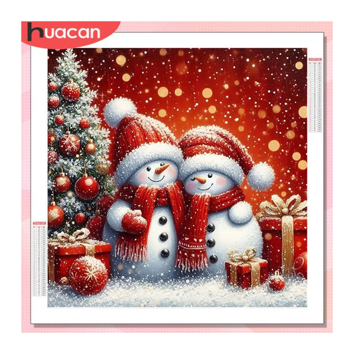 HUACAN Diamantmalerei Weihnachten Schneemann und Baum als Mosaik-Set für die Wanddekoration, mehrfarbig - Bild 1