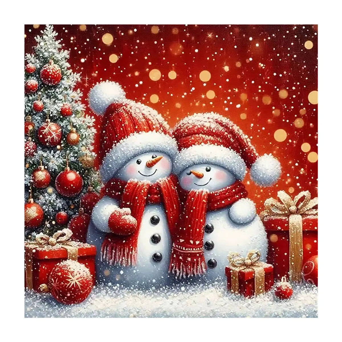 HUACAN Diamantmalerei Weihnachten Schneemann und Baum als Mosaik-Set für die Wanddekoration, mehrfarbig - Bild 4